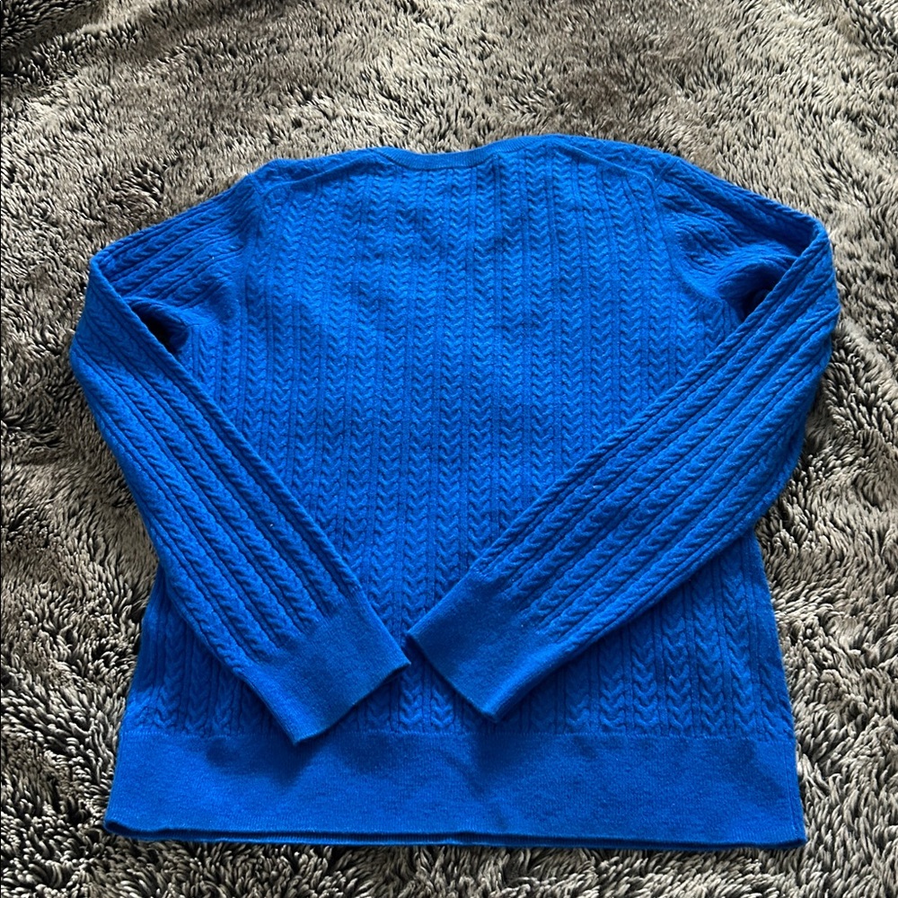 Brooks Brothers Vibrant Blue Cableknit Cashmere Crewneck Sweater - Picture 4 of 4